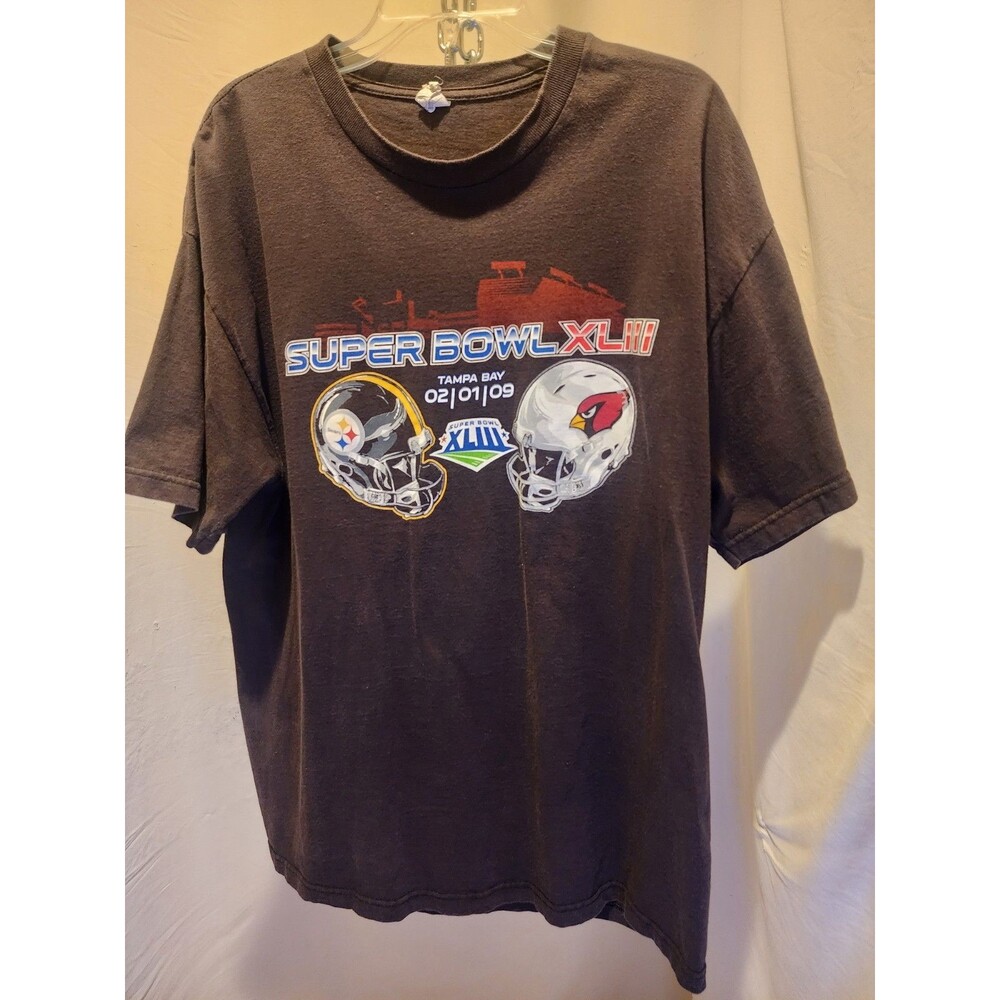 Vintage NFL Super Bowl XLIII 43 Black T-Shirt Pittsburgh Steelers Arizona 2009